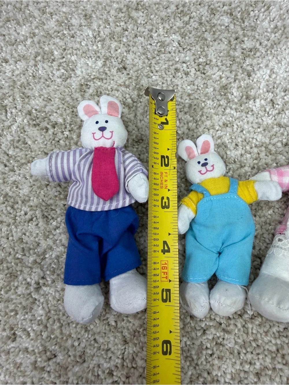 Bunny Rabbit Doll Family Posable Bendable Mother Father Son Set Bundle